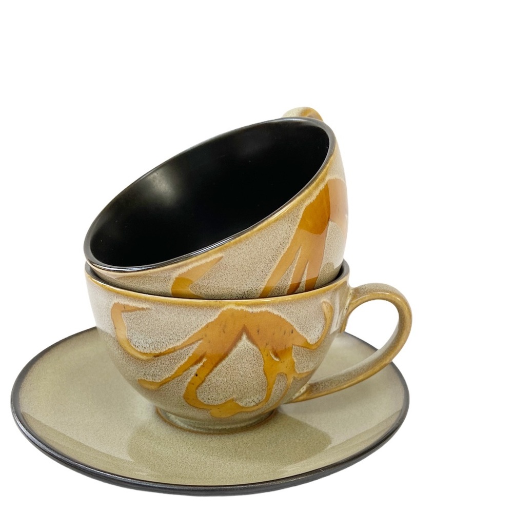 Pier 1 Kioko Flat Cups & Saucer Set Stoneware